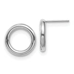 14K White Gold Polished Circle Post Earrings