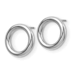 14K White Gold Polished Circle Post Earrings - Image 2