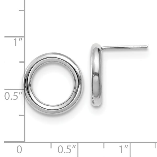 14K White Gold Polished Circle Post Earrings - Image 4