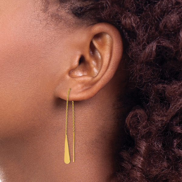 Leslie's 14K Polished Tear Drop Threader Earrings - Image 3