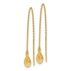 14K Polished and Textured Tear Drop Threader Earrings - Image 2