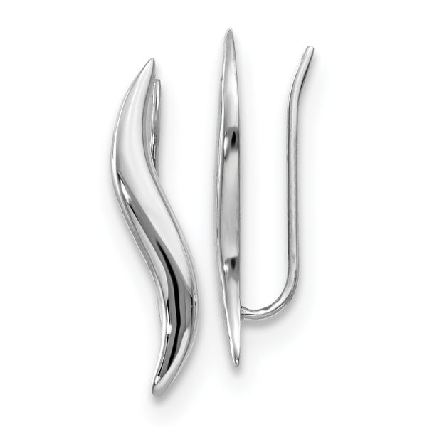 Leslie's 14K White Gold Polished Fancy Ear Climber Earrings