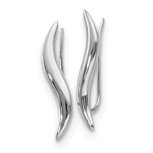 Leslie's 14K White Gold Polished Fancy Ear Climber Earrings - Image 2