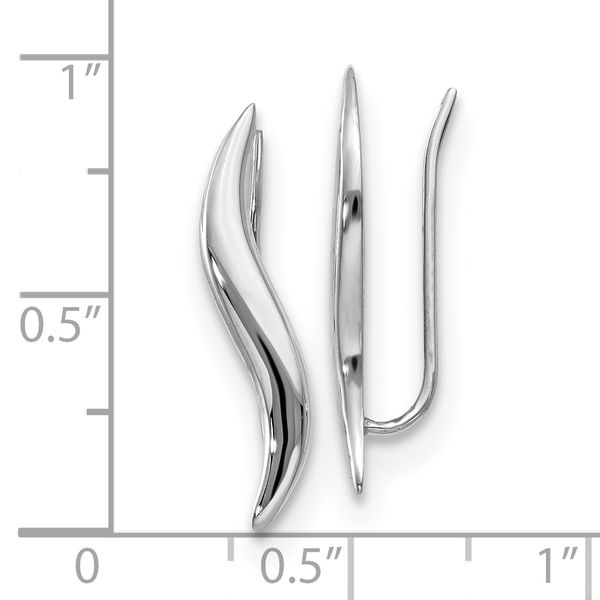 Leslie's 14K White Gold Polished Fancy Ear Climber Earrings - Image 4
