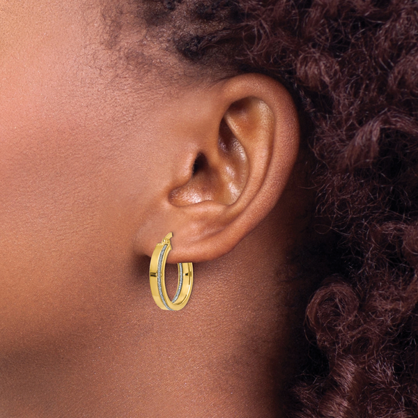 Leslie's 14K Polished Glimmer Infused Hoop Earrings - Image 3