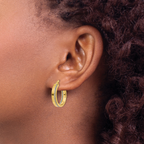 Leslie's 14K Polished Glimmer Infused Hoop Earrings - Image 3