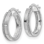 14K White Gold Polished Glimmer Infused Hoop Earrings - Image 2