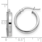 14K White Gold Polished Glimmer Infused Hoop Earrings - Image 4