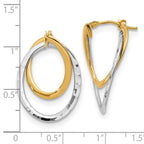 14K with White Rhodium Polished Fancy Hoop Earrings - Image 4