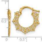 14K Polished Fancy Pattern Hoop Earrings - Image 4