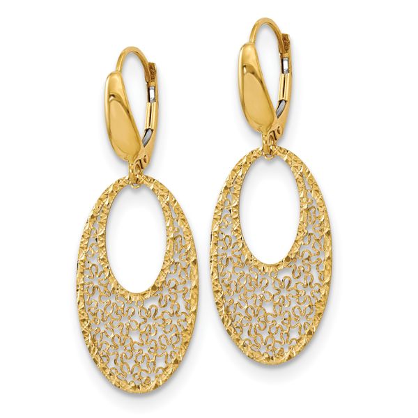Leslie's 14K Polished and Textured Floral Leverback Earrings - Image 2