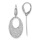 Leslie's 14K White Gold Polished and Textured Floral Leverback Earrings