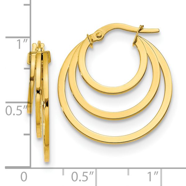 14K Polished Fancy 3 Hoop Earrings - Image 4