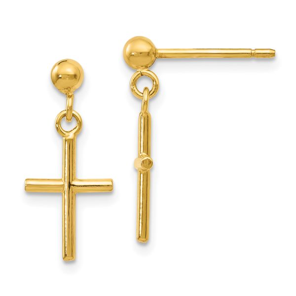 Leslie's 14K Polished Cross Post Drop Earrings