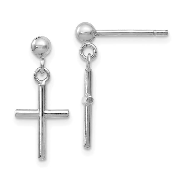 Leslie's 14K White Gold Cross Post Drop Earrings