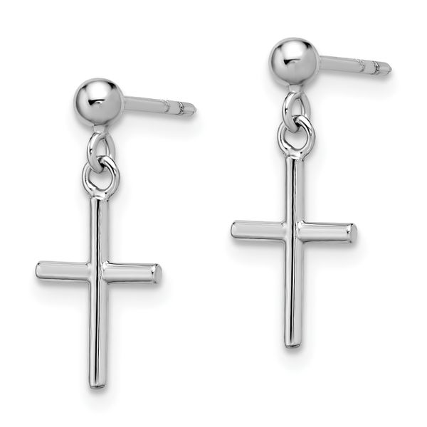 Leslie's 14K White Gold Cross Post Drop Earrings - Image 2