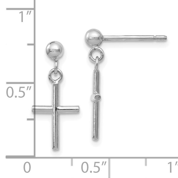 Leslie's 14K White Gold Cross Post Drop Earrings - Image 4