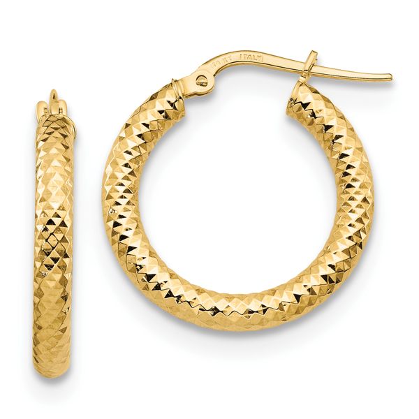 Leslie's 14K 3x15 D/C Round Hoop Earrings