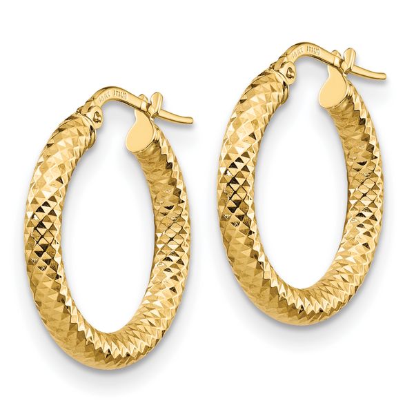 Leslie's 14K 3x15 D/C Round Hoop Earrings - Image 2