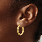 Leslie's 14K 3x15 D/C Round Hoop Earrings - Image 3