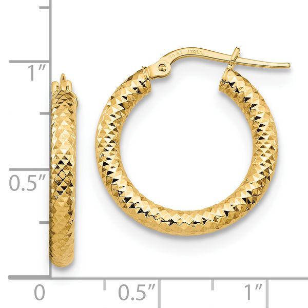 Leslie's 14K 3x15 D/C Round Hoop Earrings - Image 4