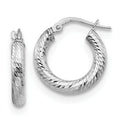 Leslie's 14K 3x10 with White Rhodium Plating D/C Round Hoop Earrings