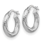 Leslie's 14K 3x10 with White Rhodium Plating D/C Round Hoop Earrings - Image 2