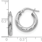 Leslie's 14K 3x10 with White Rhodium Plating D/C Round Hoop Earrings - Image 4