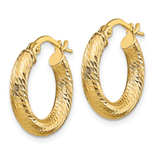 Leslie's 14K 3x10 D/C Round Hoop Earrings - Image 2