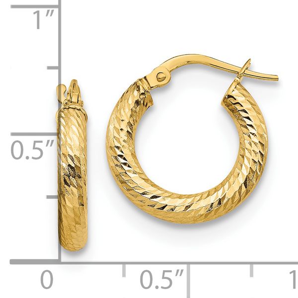 Leslie's 14K 3x10 D/C Round Hoop Earrings - Image 4