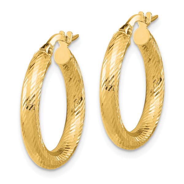 14K 3x15 D/C Round Hoop Earrings - Image 2