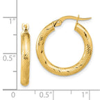 14K 3x15 D/C Round Hoop Earrings - Image 4