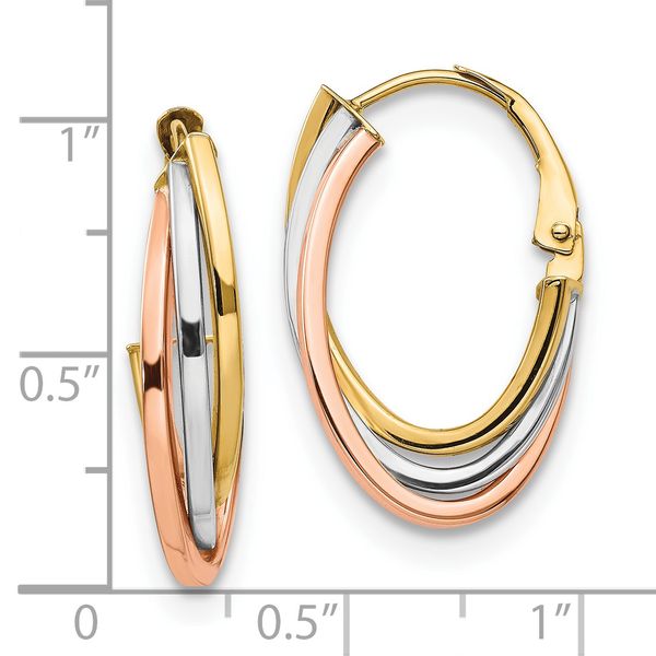 Leslie's 14K Tri-color Polished Hoop Earrings - Image 4