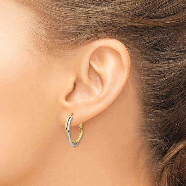 Leslie's 14K Two-tone Polished Hoop Earrings - Image 3