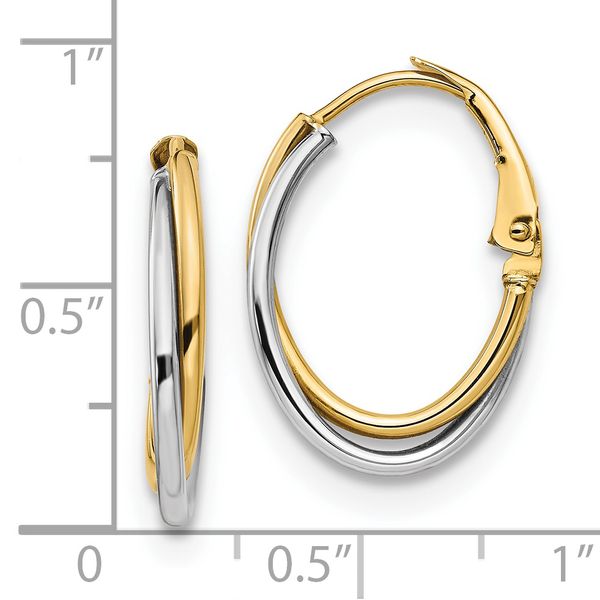 Leslie's 14K Two-tone Polished Hoop Earrings - Image 4