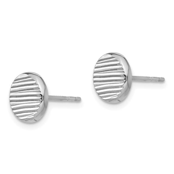 Leslie's 14K White Gold Polished and Textured Small Disc Post Earrings - Image 2