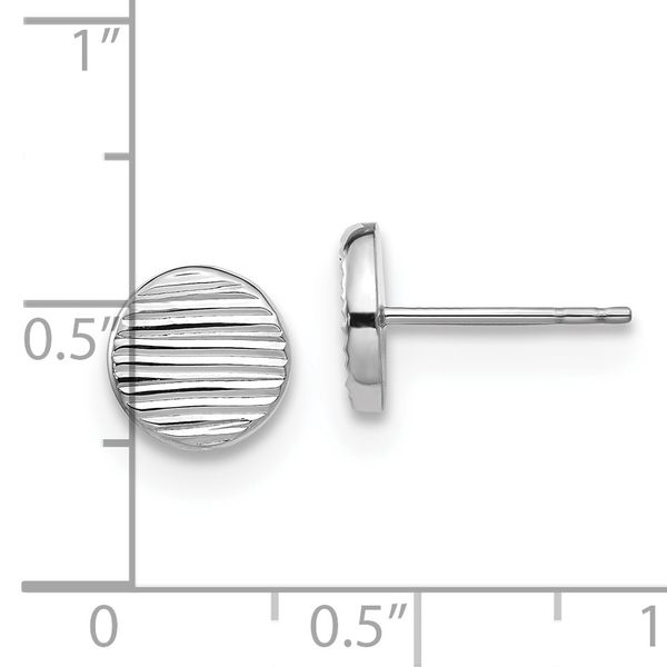 Leslie's 14K White Gold Polished and Textured Small Disc Post Earrings - Image 4