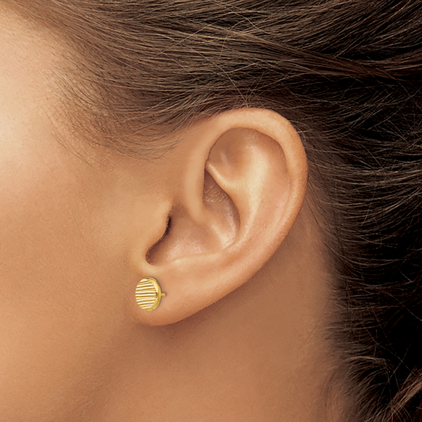 Leslie's 14K Polished and Textured Disc Post Earrings - Image 3