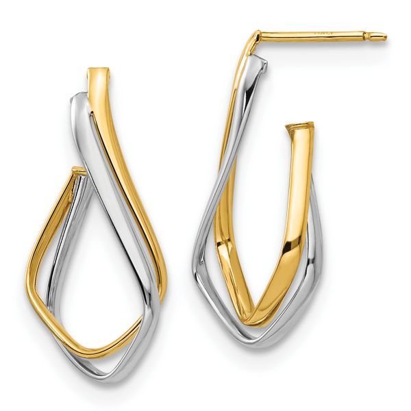 Leslie's 14K w/Rhodium Polished Post Earrings