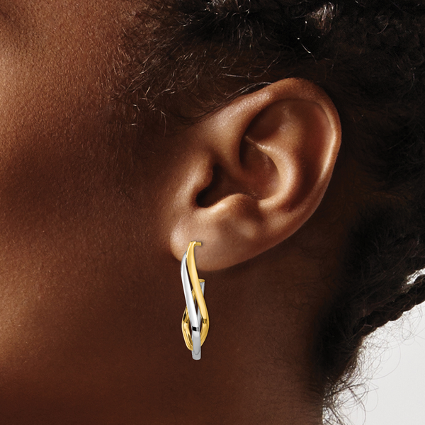 Leslie's 14K w/Rhodium Polished Post Earrings - Image 3