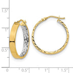 14K with White Rhodium Polished and D/C Hoop Earrings - Image 4