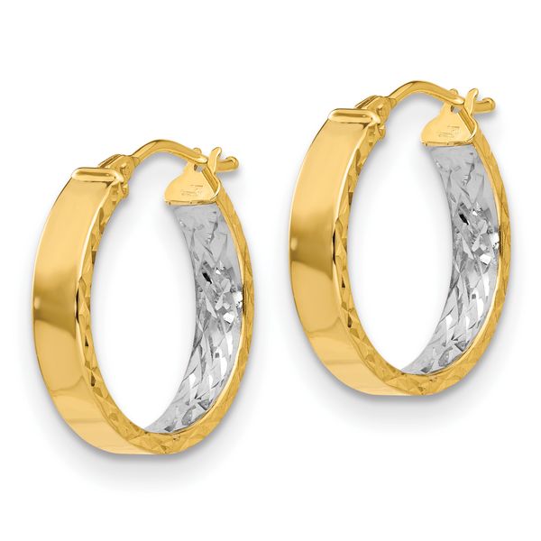 Leslie's 14K with White Rhodium Polished and D/C Hoop Earrings - Image 2