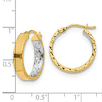 Leslie's 14K with White Rhodium Polished and D/C Hoop Earrings - Image 4