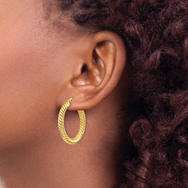 Leslie's 14K Polished Twisted Hoop Earrings - Image 3