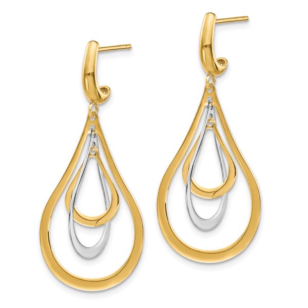 14K Two-tone Polished Post Dangle Earrings - Image 2