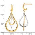 14K Two-tone Polished Post Dangle Earrings - Image 4