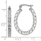 14K White Gold Polished D/C Hollow Hoop Earrings - Image 4