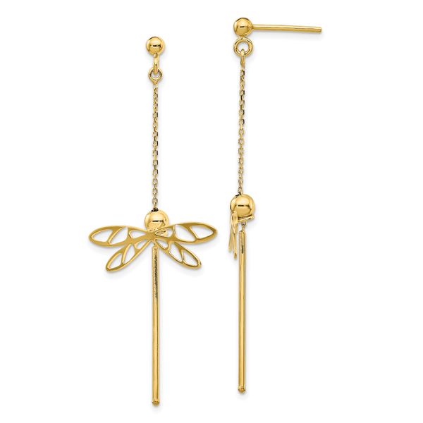 Leslie's 14K Polished Dragonfly Post Dangle Earrings