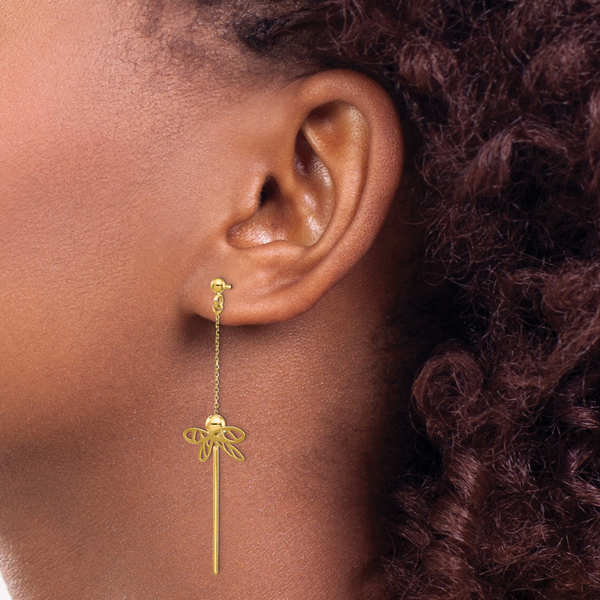Leslie's 14K Polished Dragonfly Post Dangle Earrings - Image 3