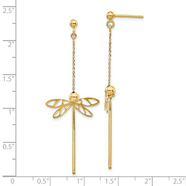 Leslie's 14K Polished Dragonfly Post Dangle Earrings - Image 4